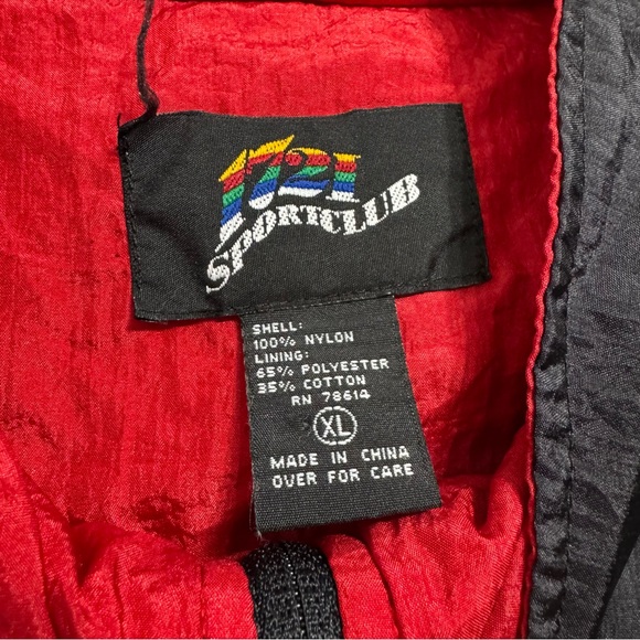 1721 Sportclub Black Striped Full Zip Windbreaker Jacket Mens Size XL Vintage 90 - Picture 6 of 9